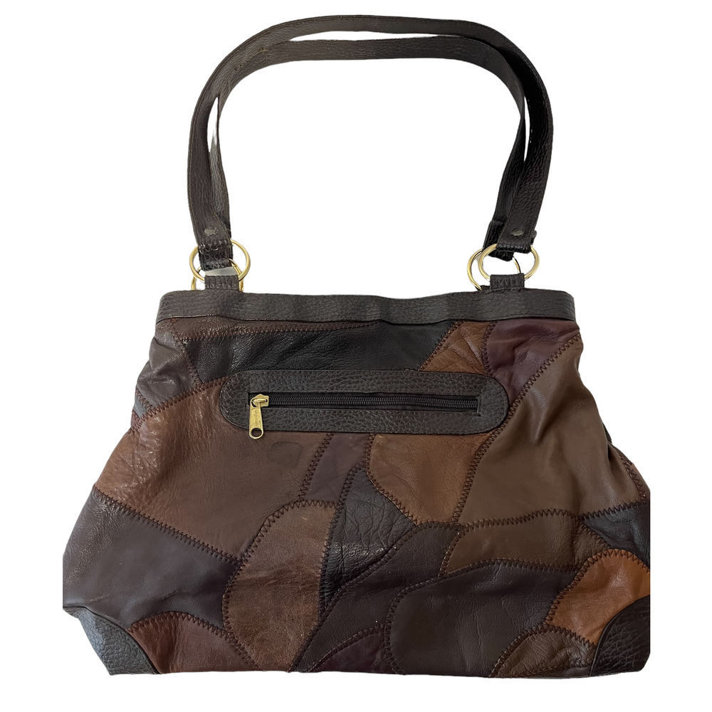 Leather Patchwork Shoulder Strap Agacci Purse Vin… - image 2